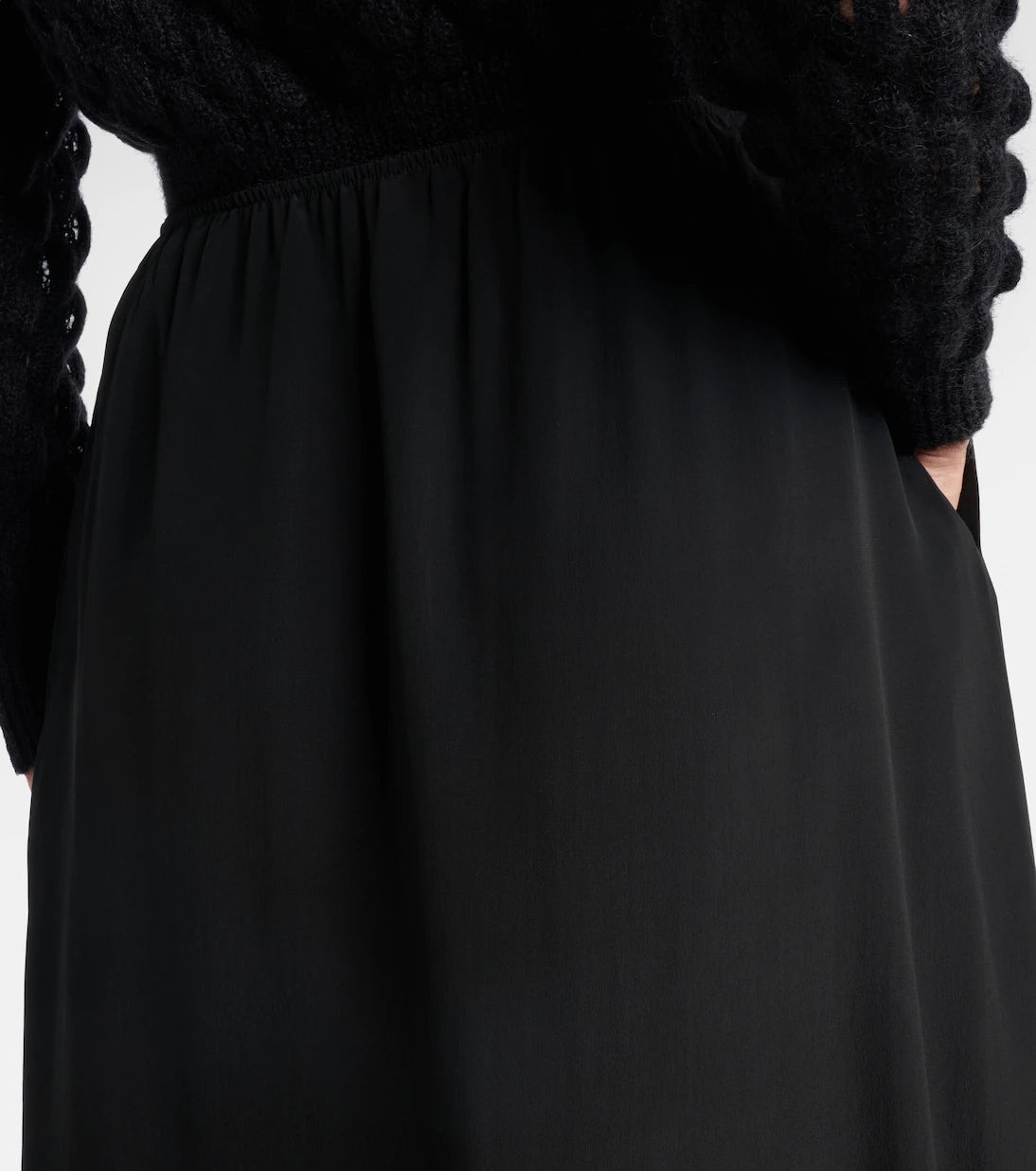 Simone Rocha - Lace-trimmed crêpe de chine midi skirt