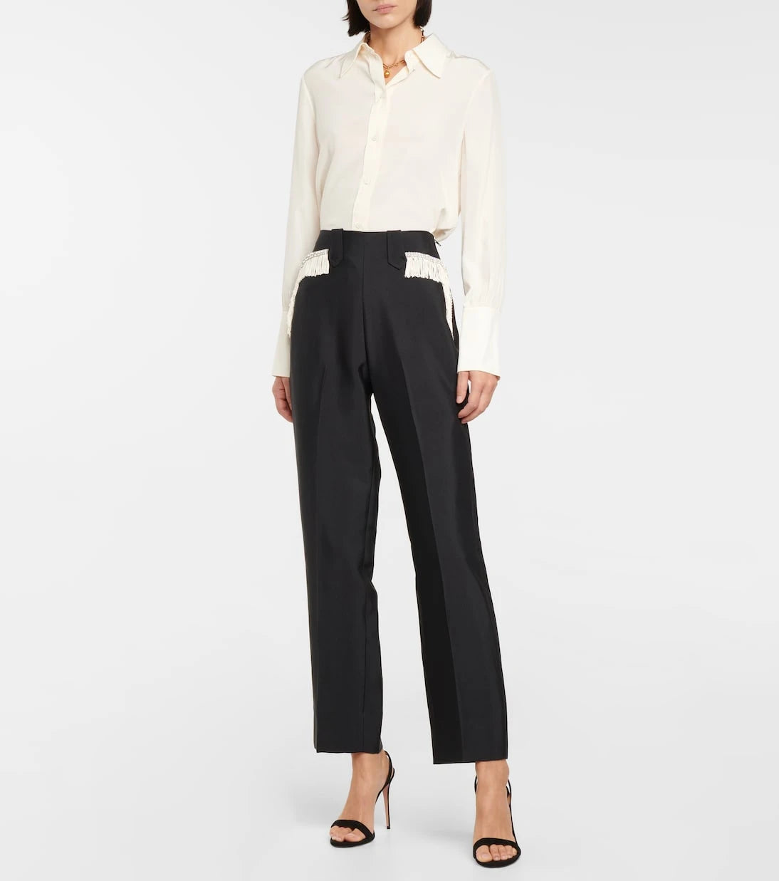 Rodarte - Fringe-trimmed wide-leg pants