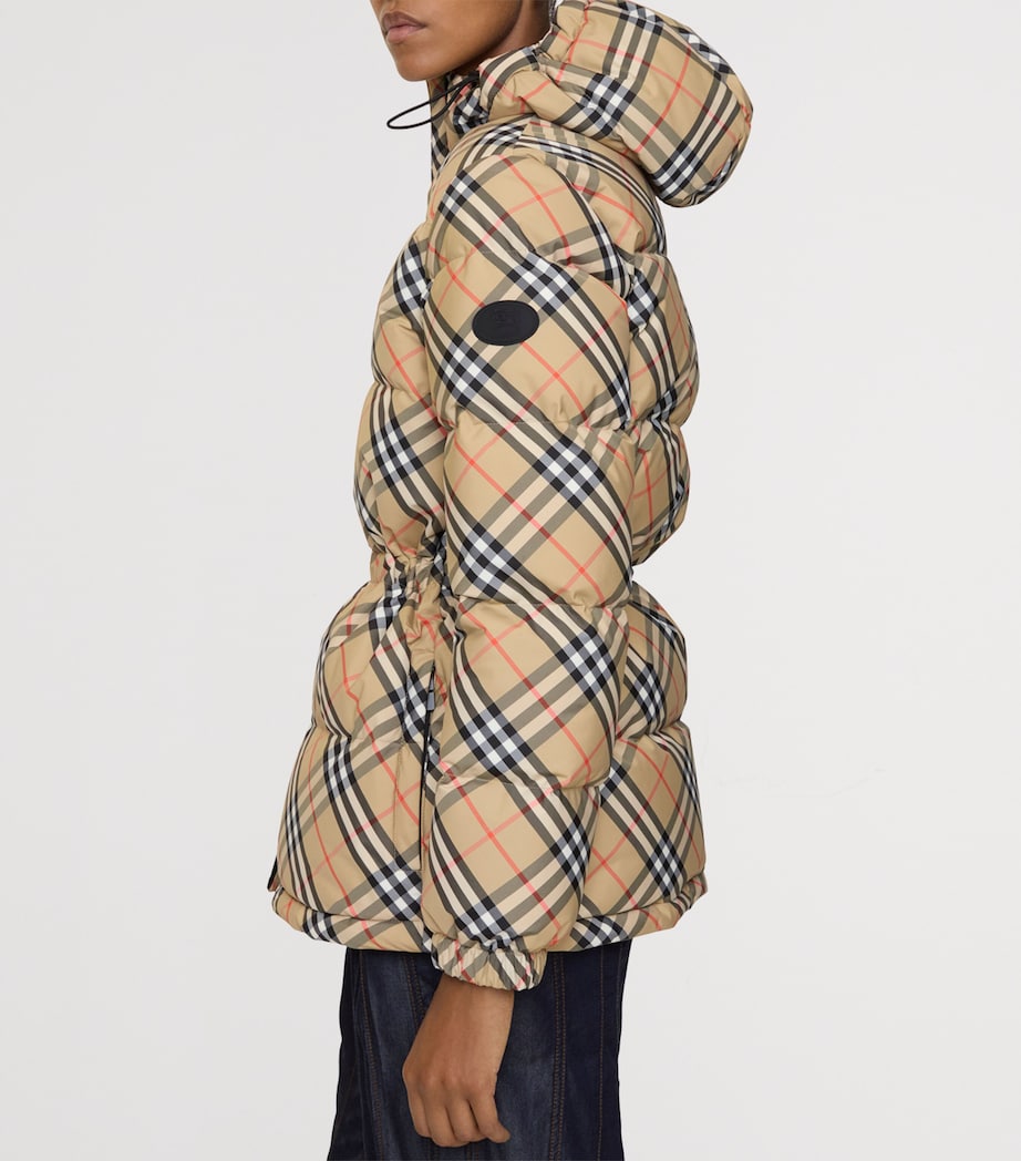 Burberry Beige Quilted Check Puffer Jacket