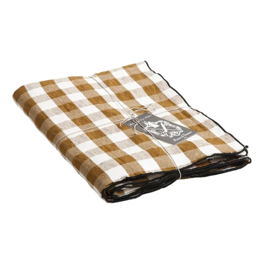 Maison de Vacances - Bourdon Black Mesh Gingham Rectangular Table Cloth | Vichy Épices