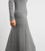 Johnstons Of Elgin Grey Cashmere-Blend Ribbed Midi Knitted Dress