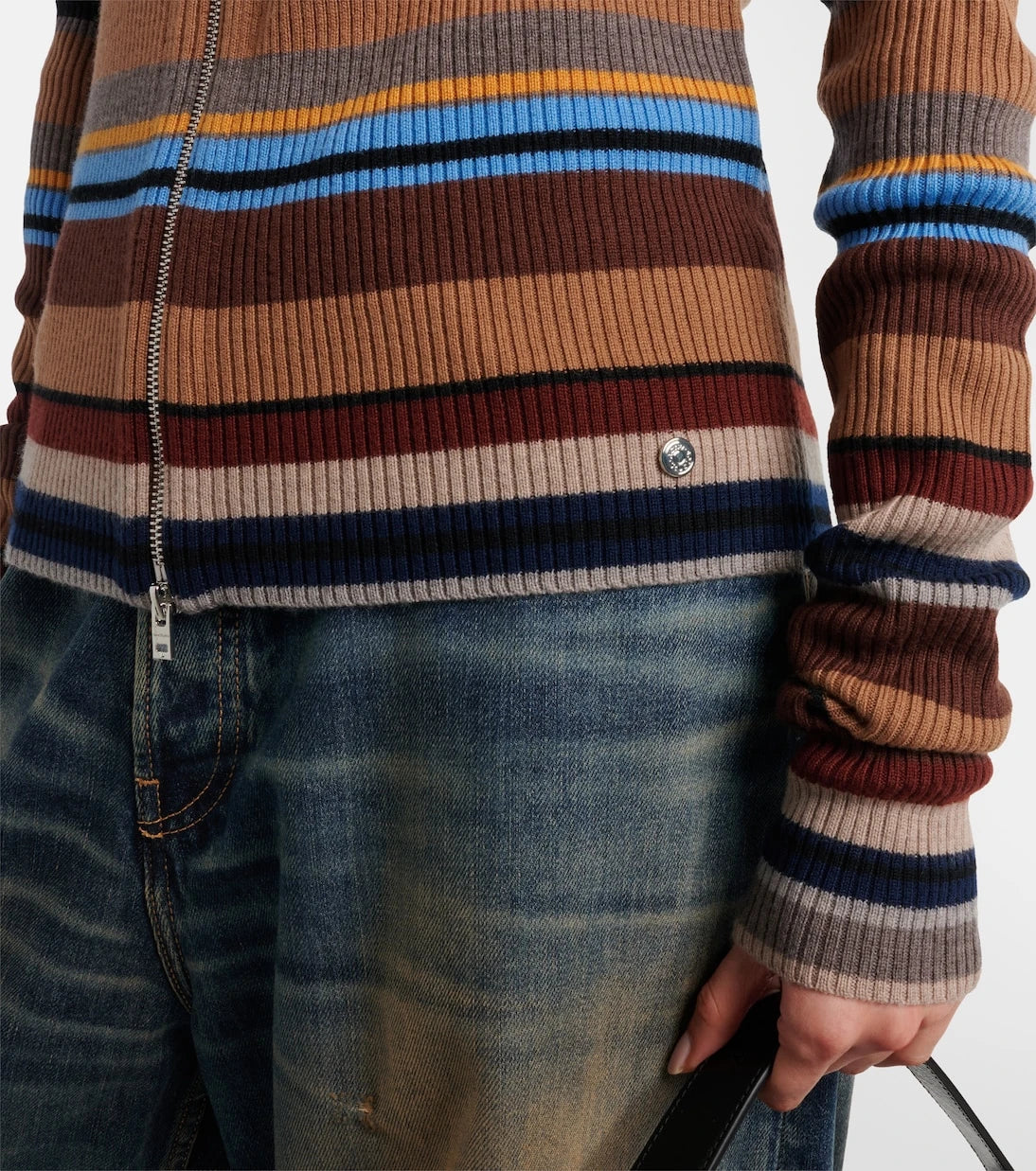 Acne Studios - Kilian striped zip-up wool cardigan