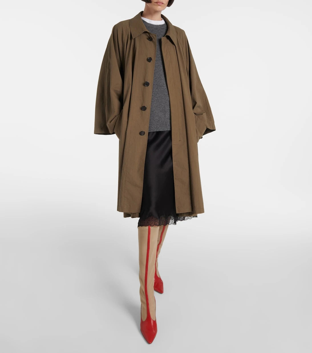 The Row - Mesh and leather knee-high boots