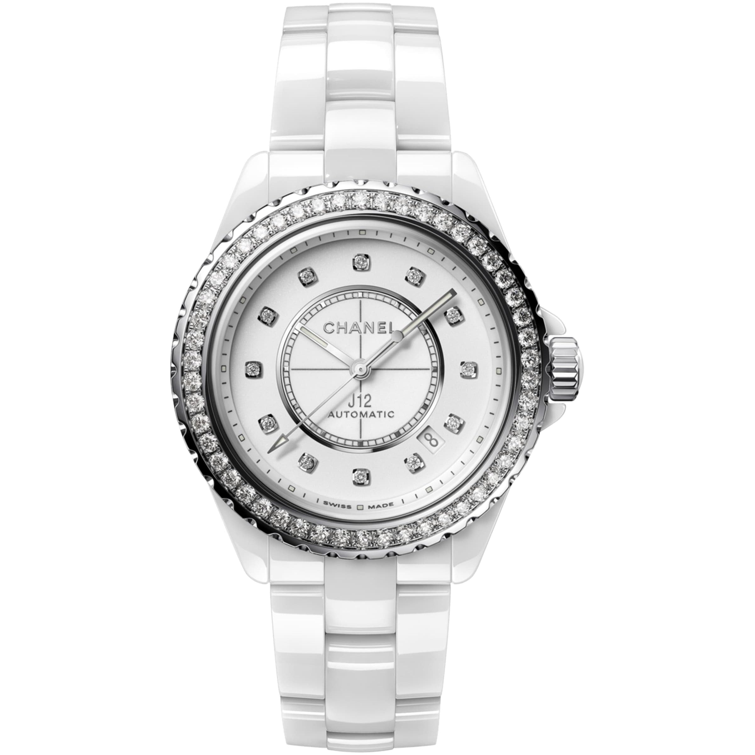 CHANEL Ceramic, Steel and Diamond J12 Calibre 12.1 Watch 38mm