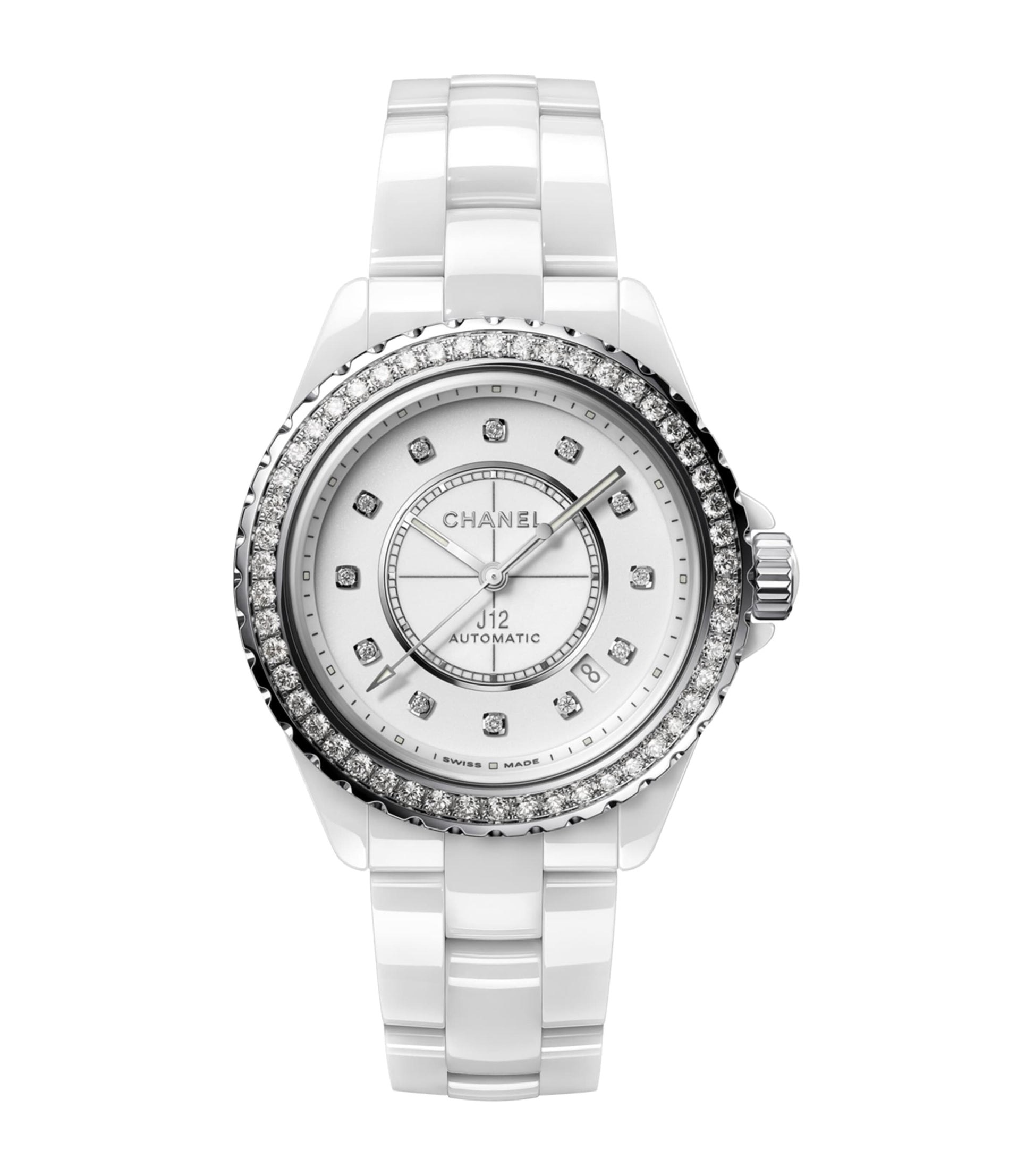 CHANEL Ceramic, Steel and Diamond J12 Calibre 12.1 Watch 38mm