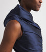 Marmar Halim Navy Taffeta Draped Asymmetric Gown
