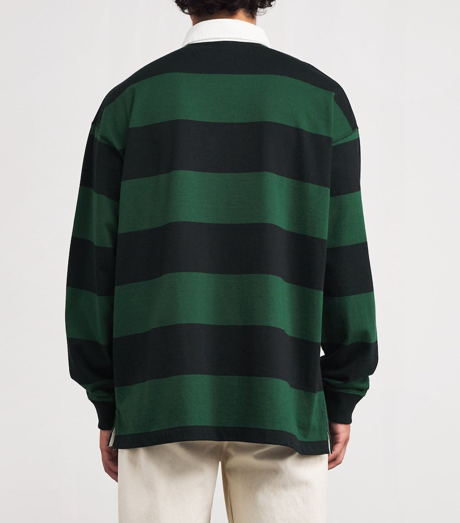 Polo Ralph Lauren Green Cotton Stripe Big Fit Rugby Shirt