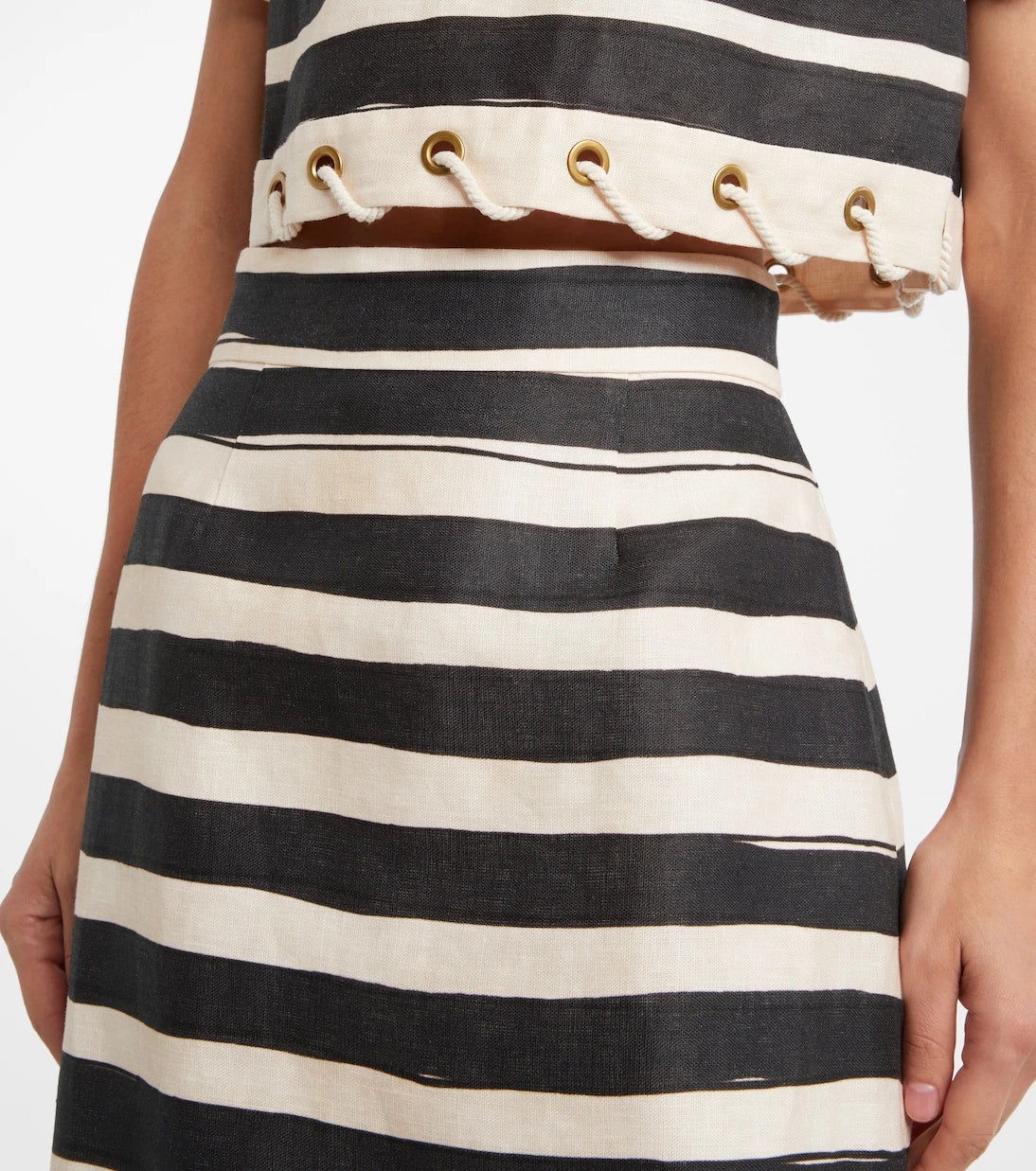 Zimmermann - Rebellion striped linen midi skirt