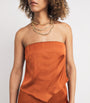 Good American Orange Satin Strapless Top