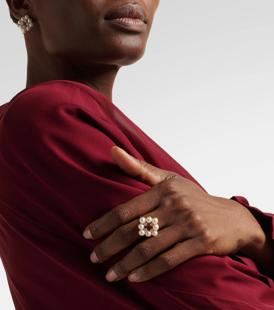 Mateo - Cluster 14kt gold ring with pearls and diamonds