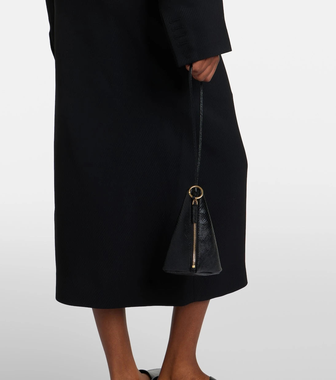 Calvin Klein Collection - Solida Mini snake-effect leather pouch with strap