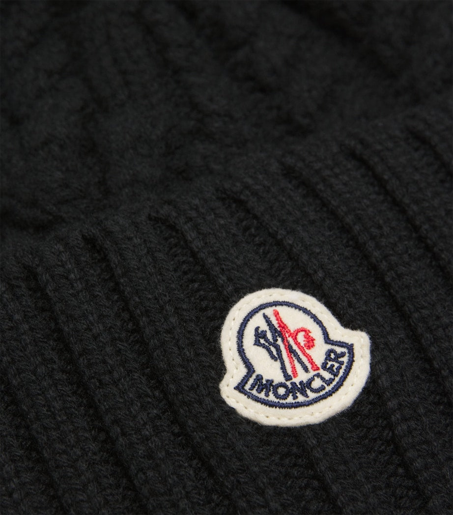 Black Virgin Wool-Cashmere Pom-Pom Beanie