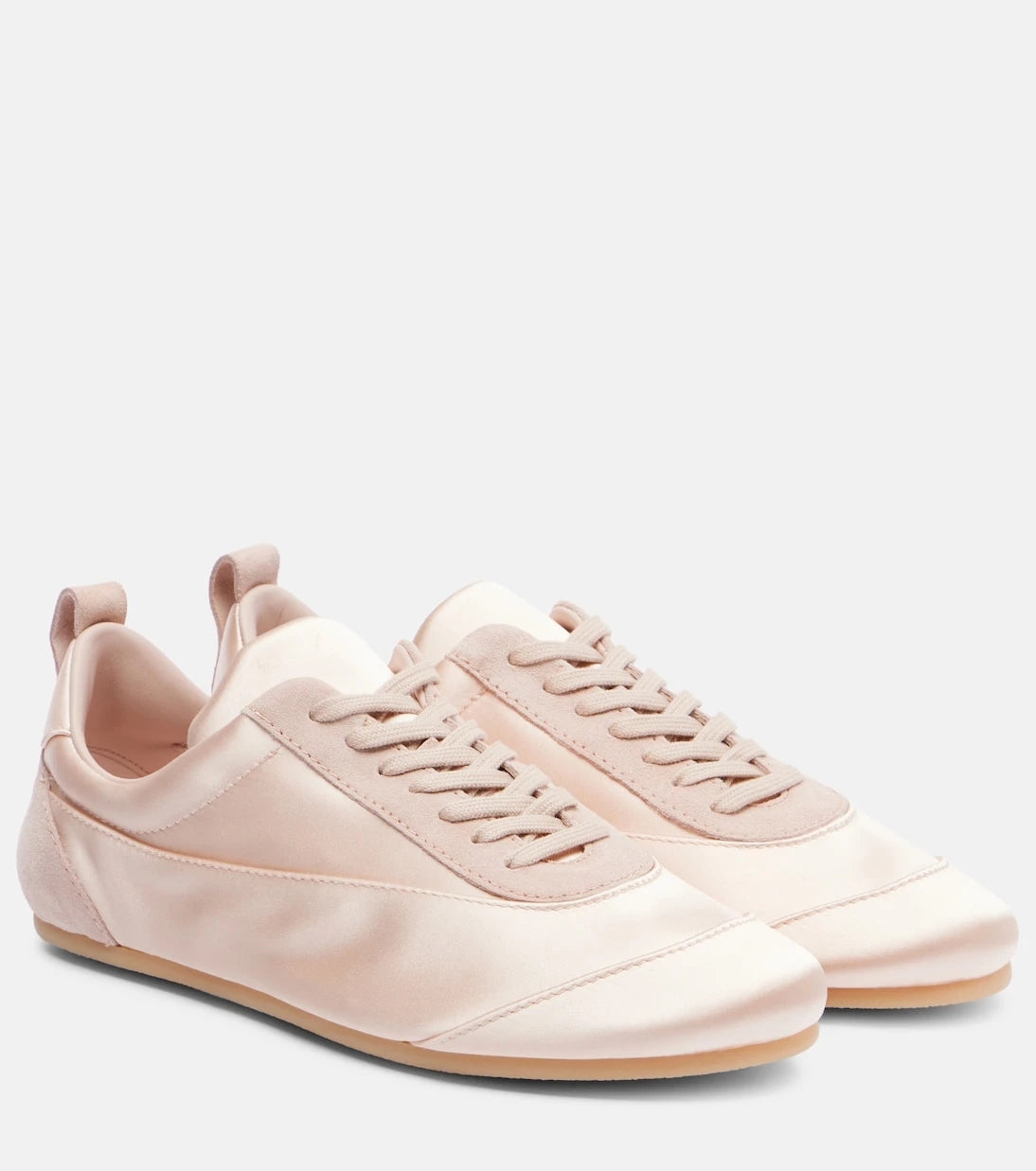 Jil Sander - Floor suede-trimmed satin sneakers