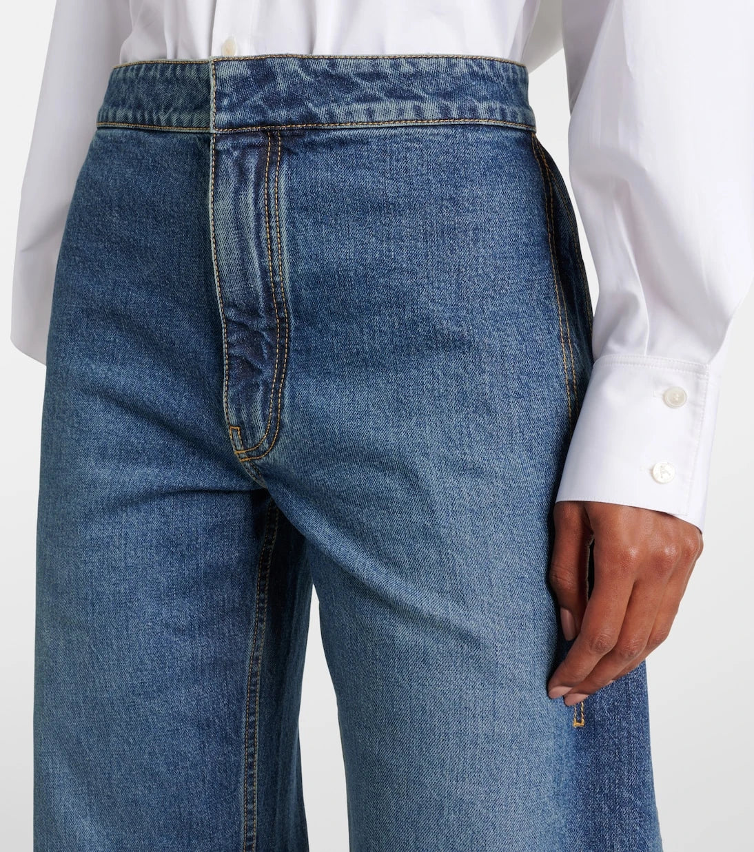 Alaïa - Petal high-rise barrel-leg jeans