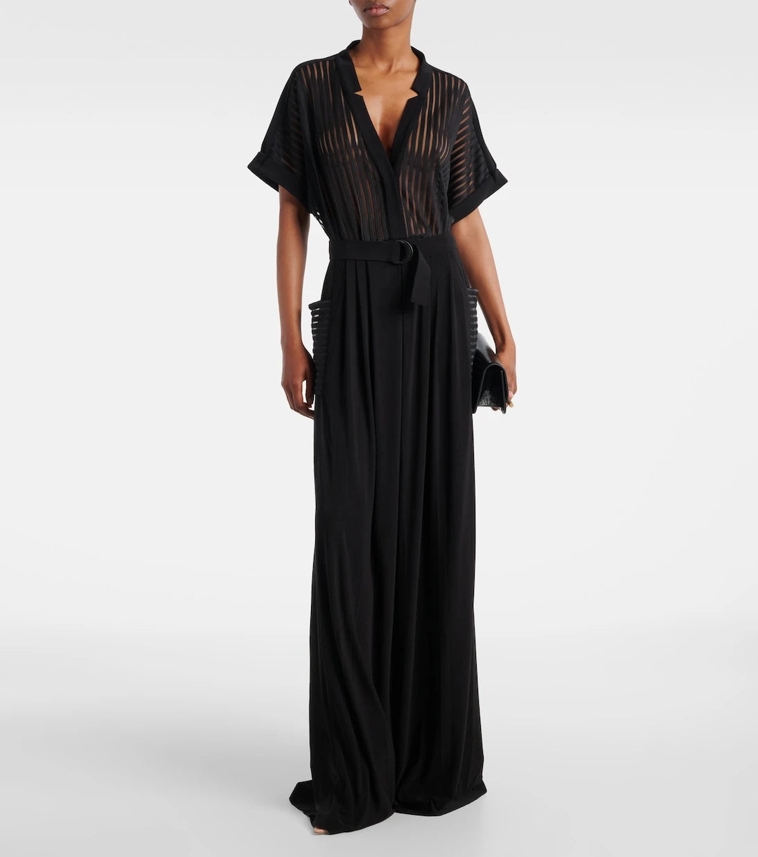 Norma Kamali - Geralyn striped semi-sheer jumpsuit