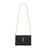 Saint Laurent Black Monogram Matelassé Envelope Wallet Bag
