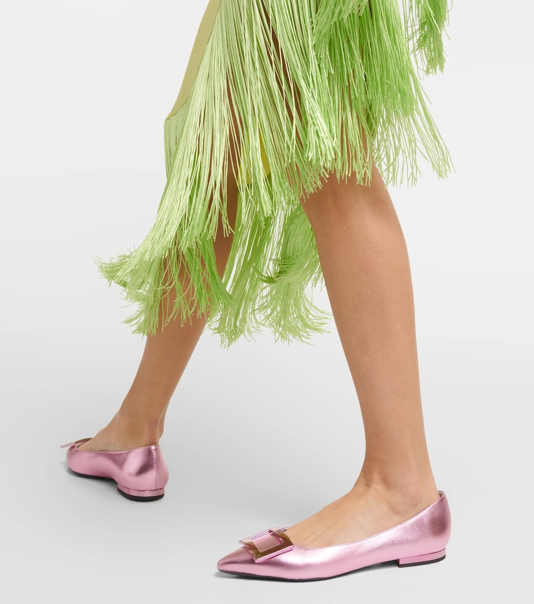 Roger Vivier - Gommettine metallic leather ballet flats