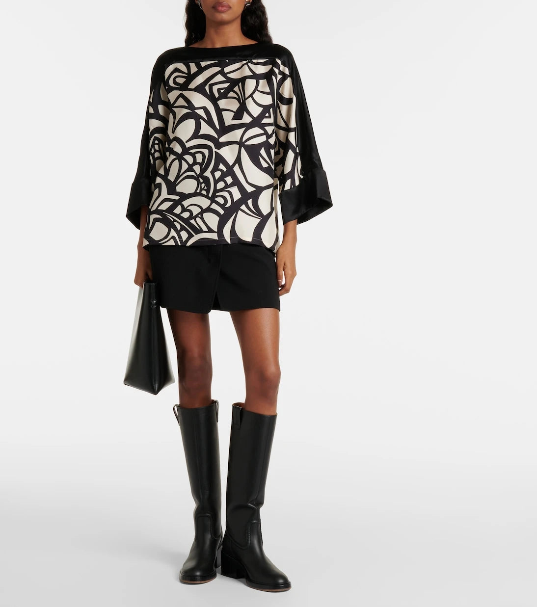 Max Mara - Quaglia printed silk satin top