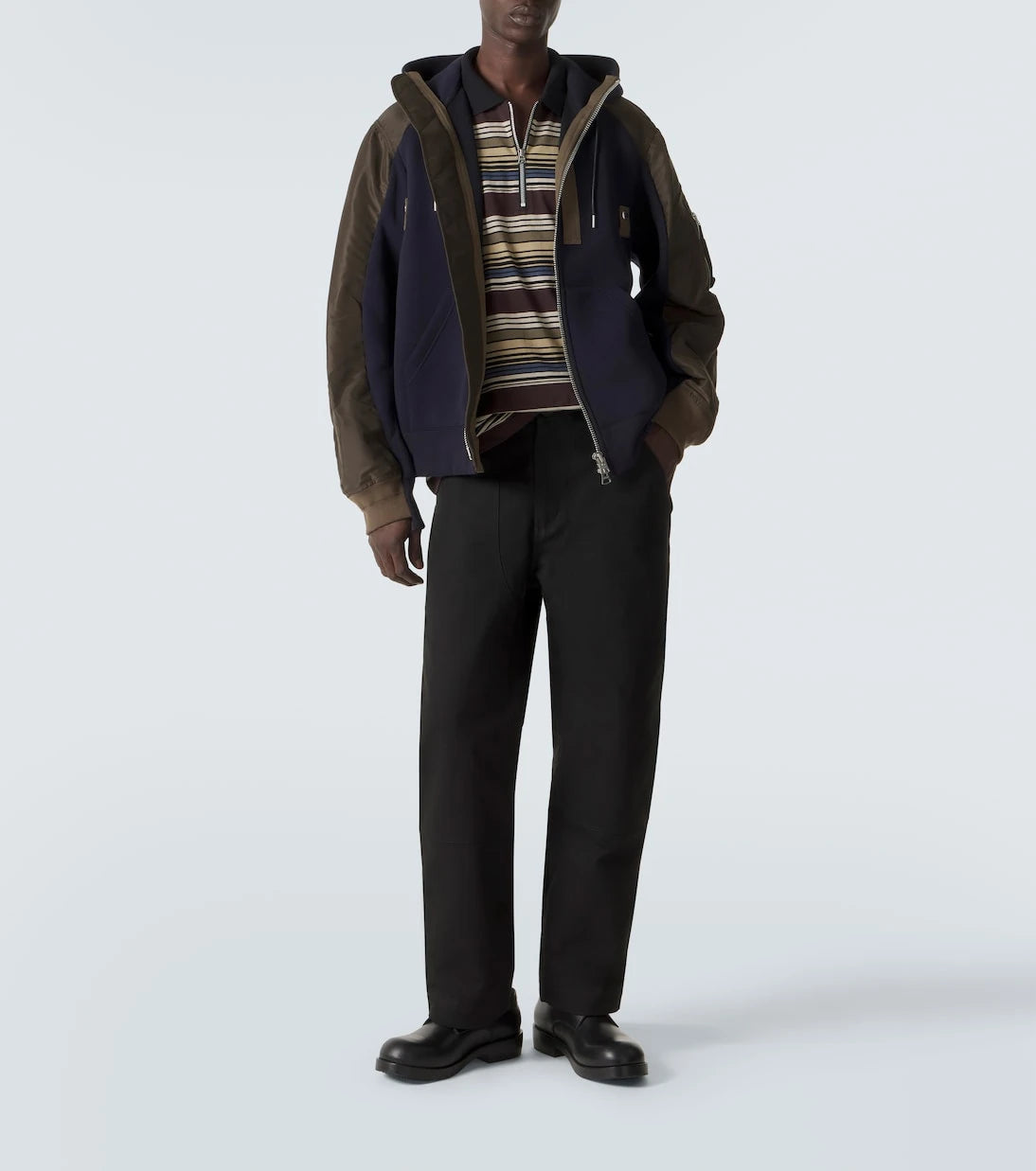 Sacai - Cotton-blend and twill hoodie
