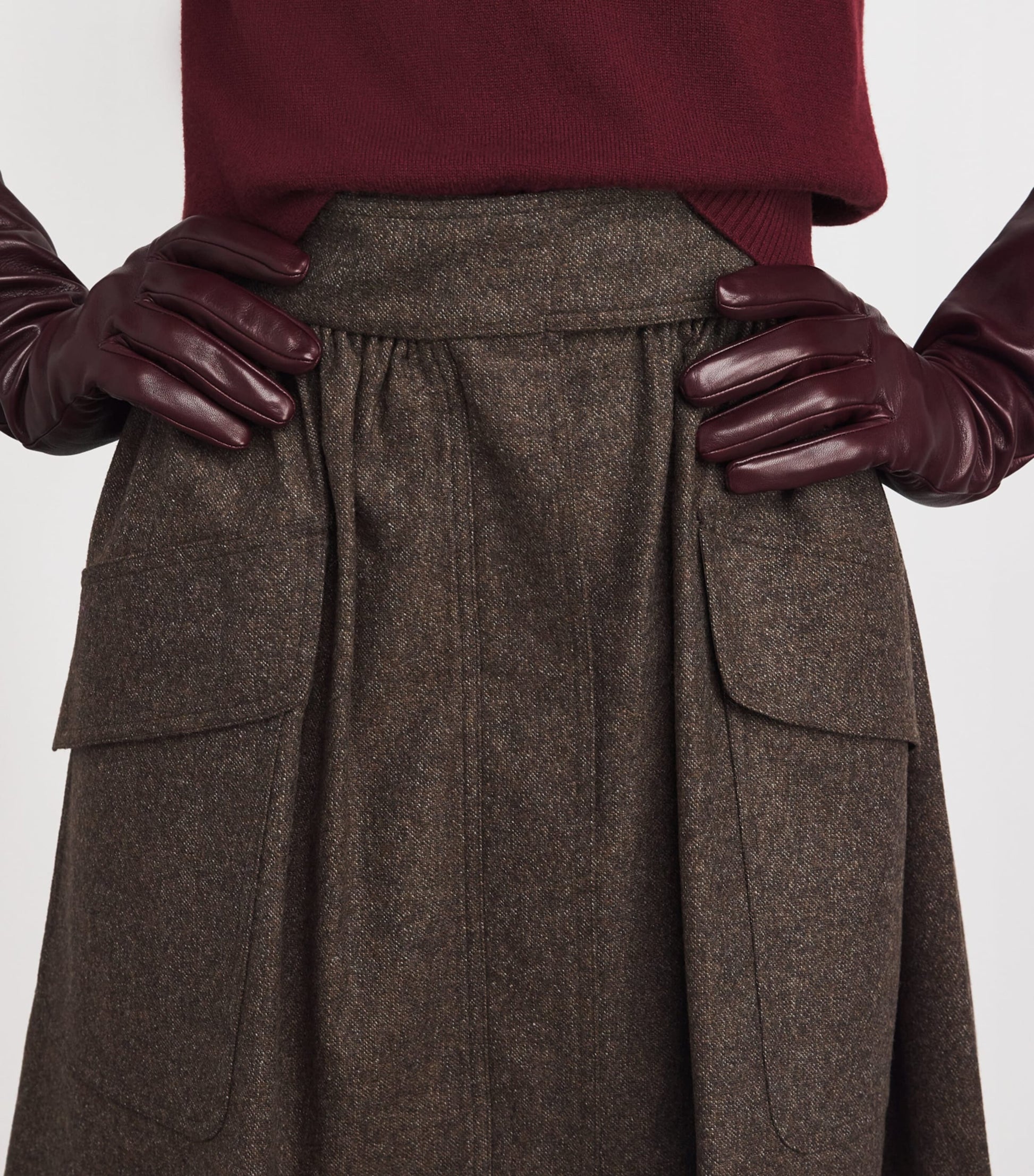Brown Virgin Wool Mini Skirt