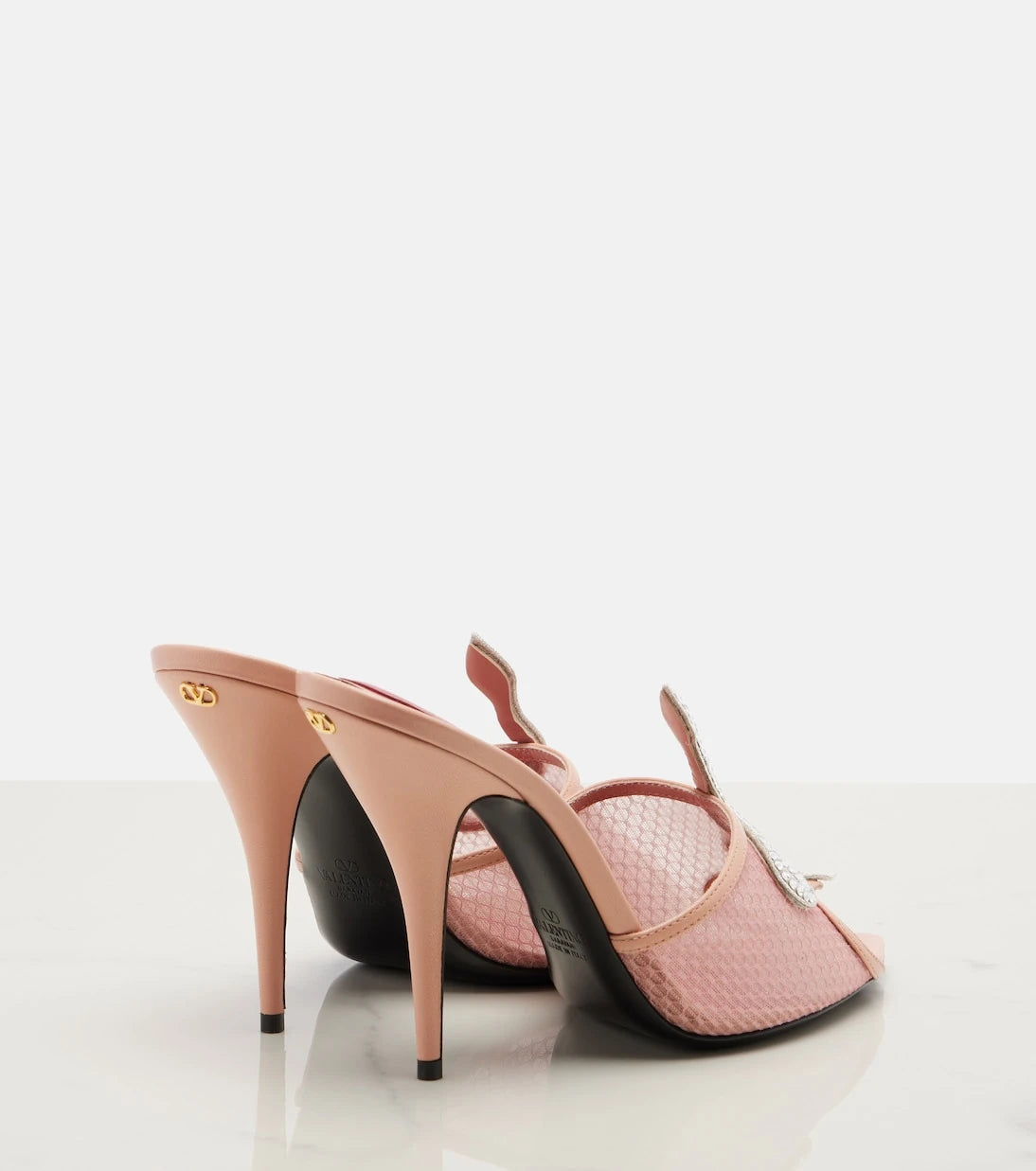 Valentino Garavani - Cœur Vipère embellished mesh mules