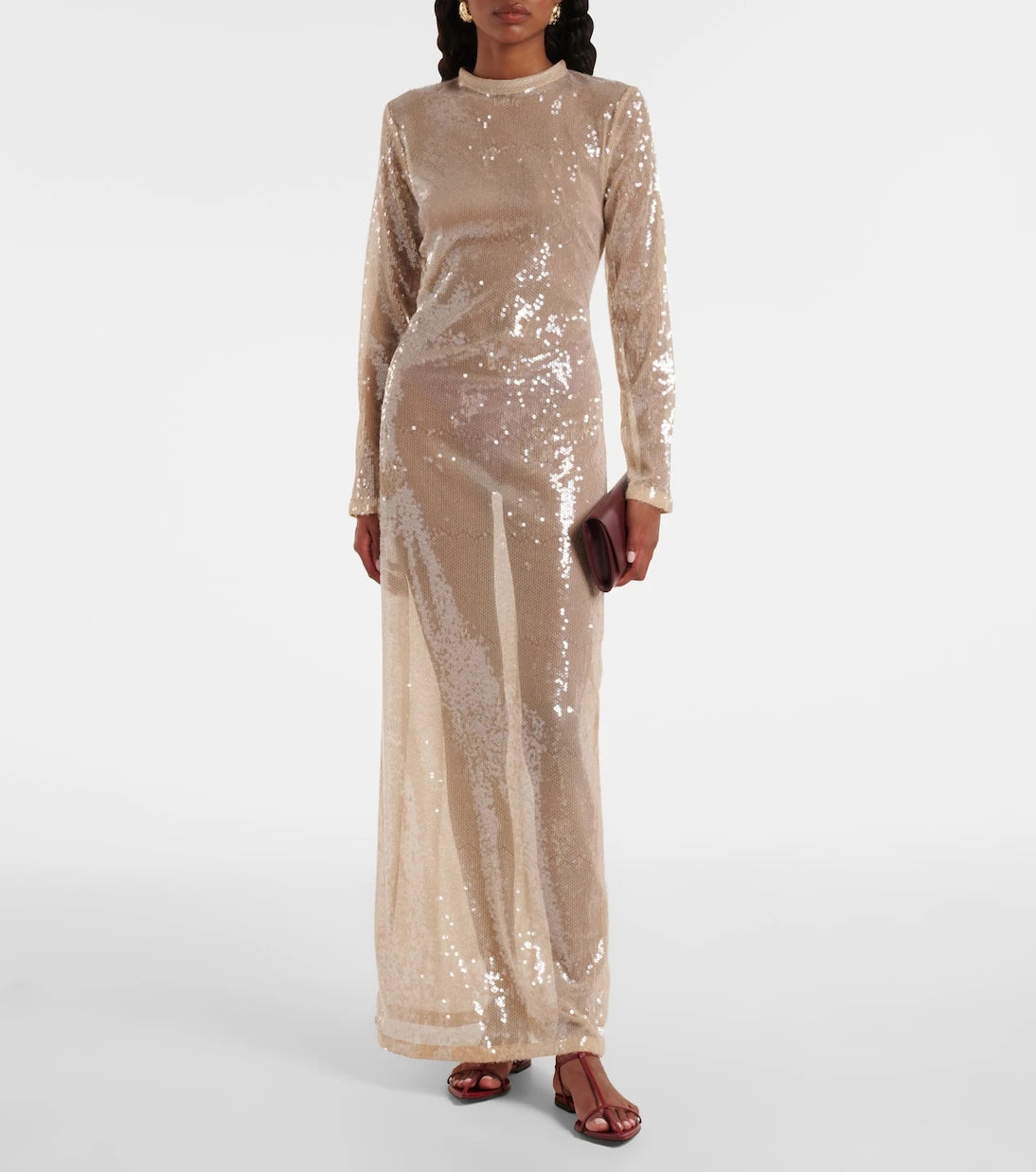 Adriana Degreas - Sequined sheer maxi dress