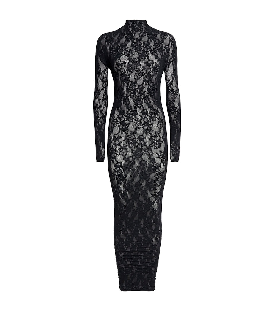 Skims Black Lace Long-Sleeve Maxi Dress