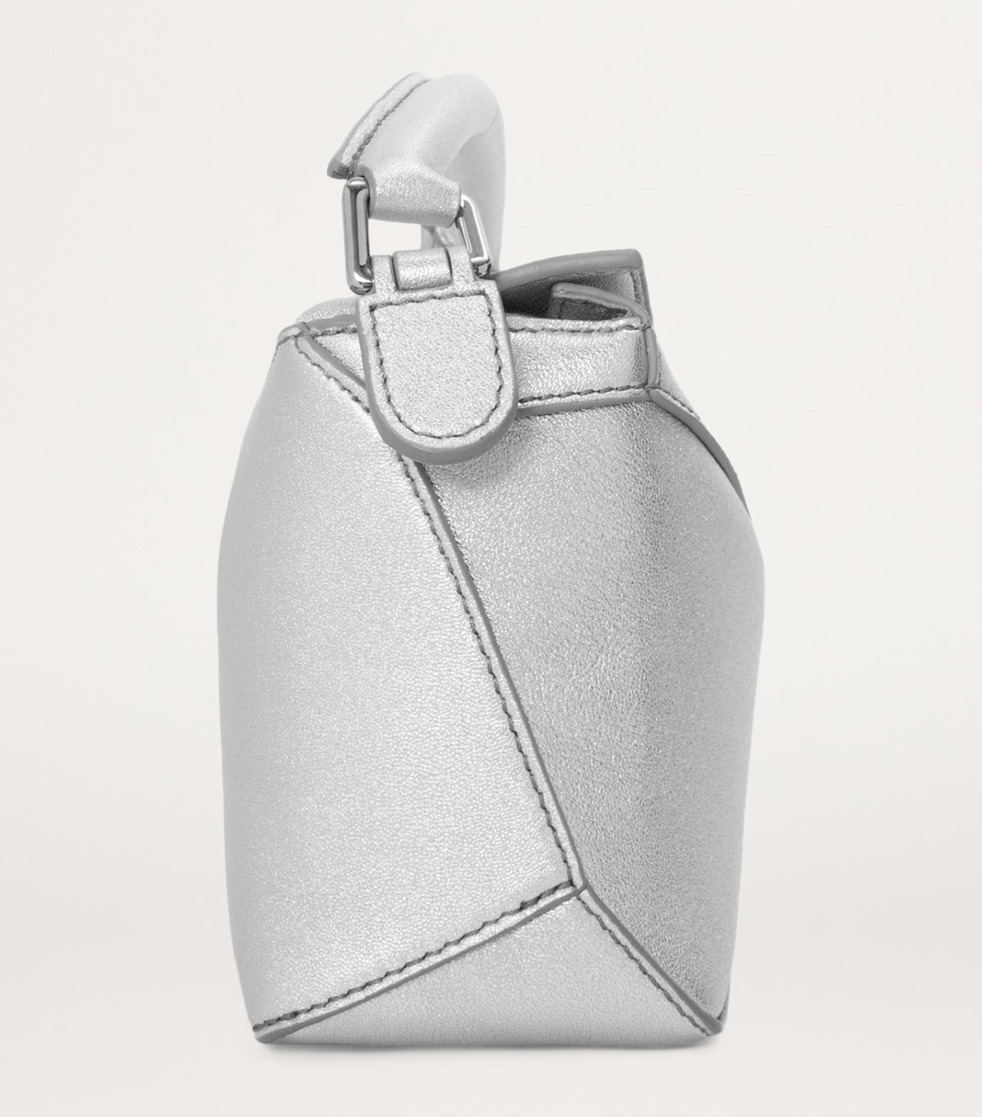 LOEWE Silver Mini Leather Puzzle Edge Top-Handle Bag