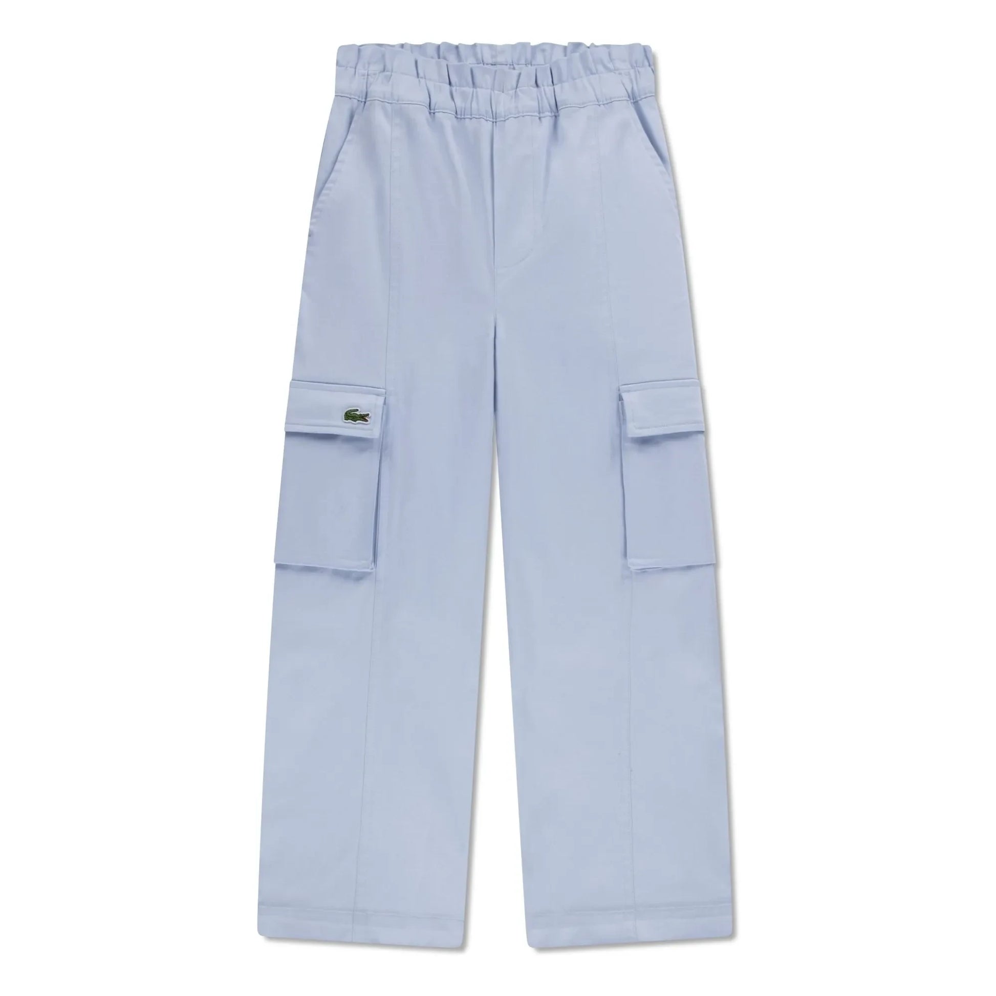 Lacoste - Elasticated Waist Organic Cotton Cargo Pants | Light Blue