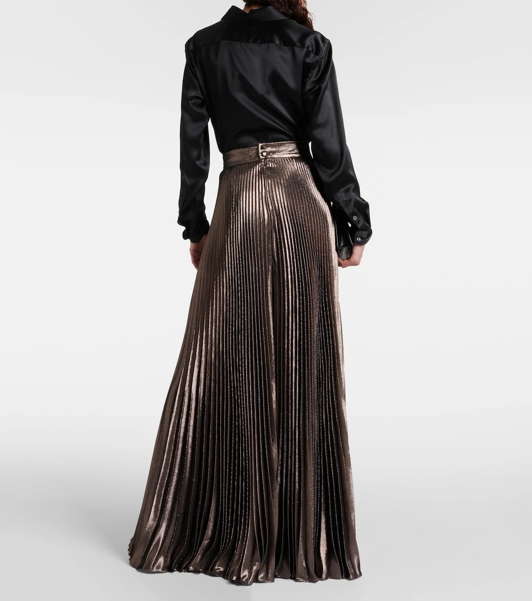 Max Mara - Elegante Panteon silk-blend lamé wide-leg pants