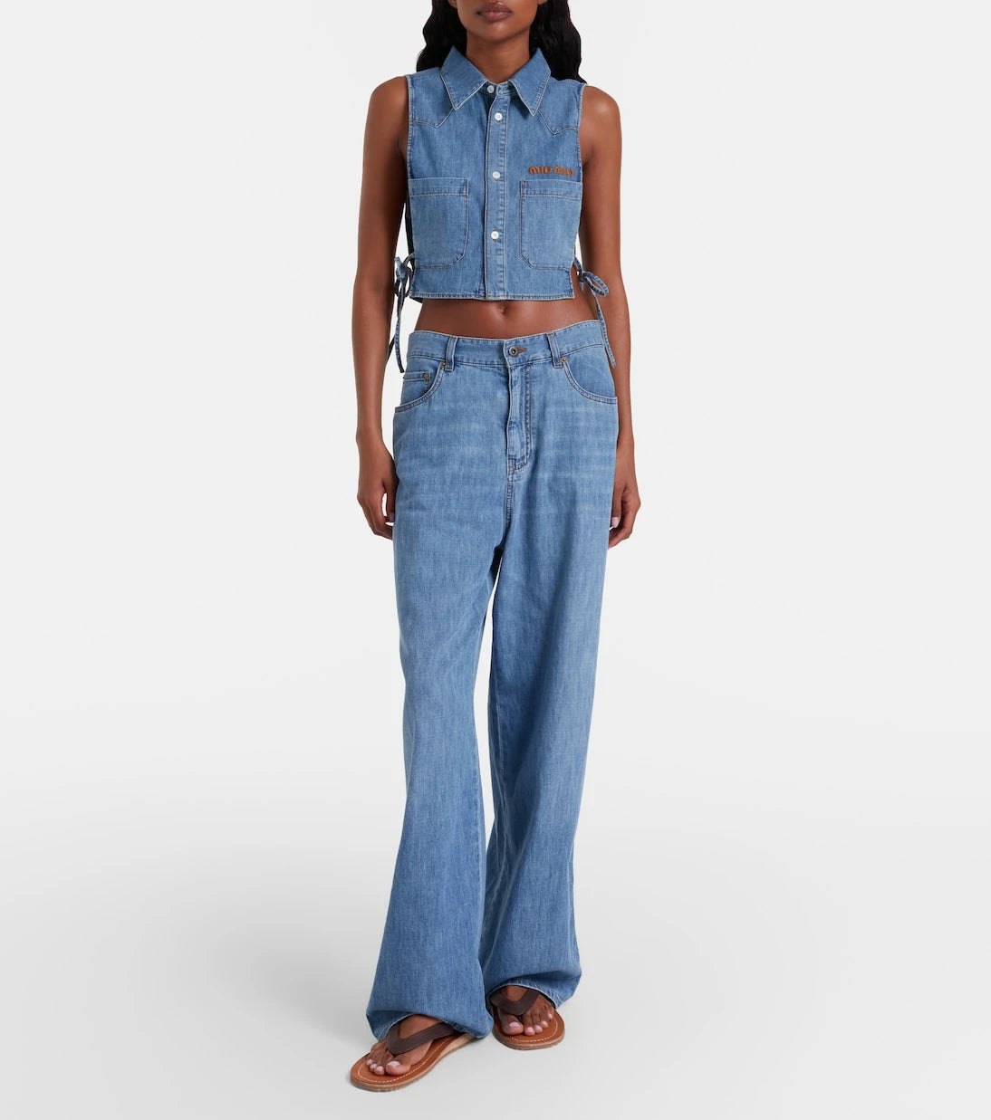 Miu Miu - Chambray wide-leg pants