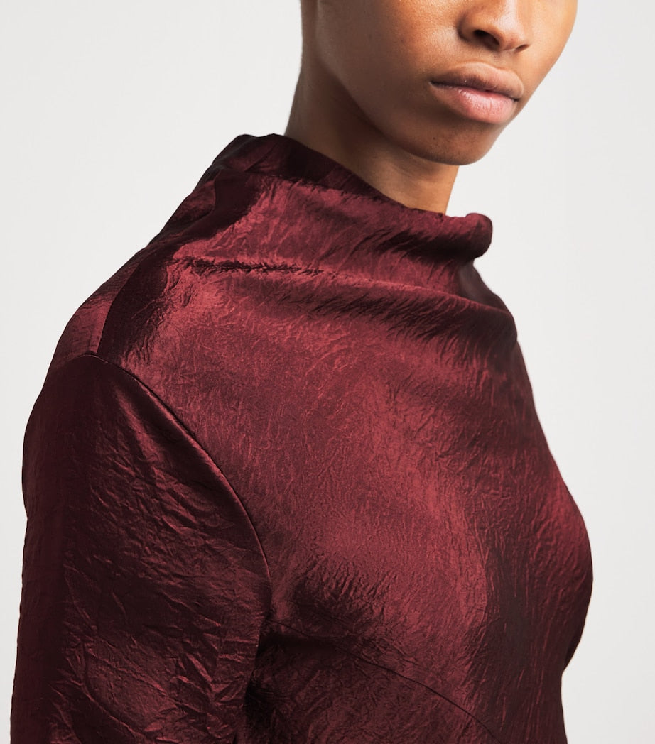 Burgundy Satin Draped Luster T-Shirt