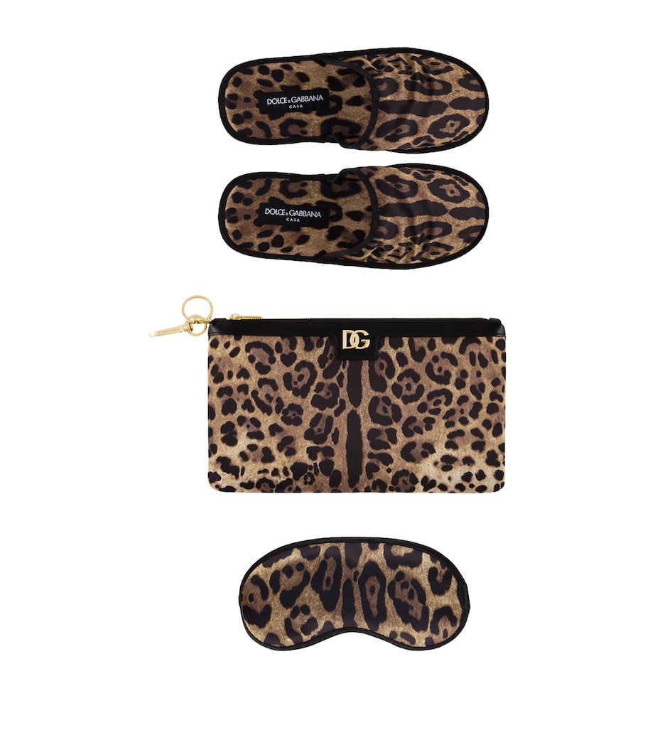 Dolce & Gabbana Casa Leopard Slippers and Sleep Mask Travel Set