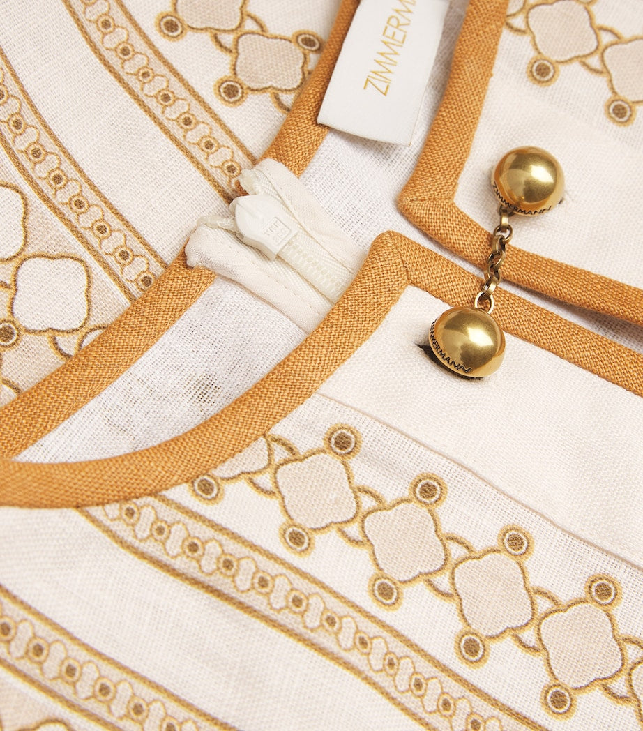 Nude Linen Tunic Mini Dress