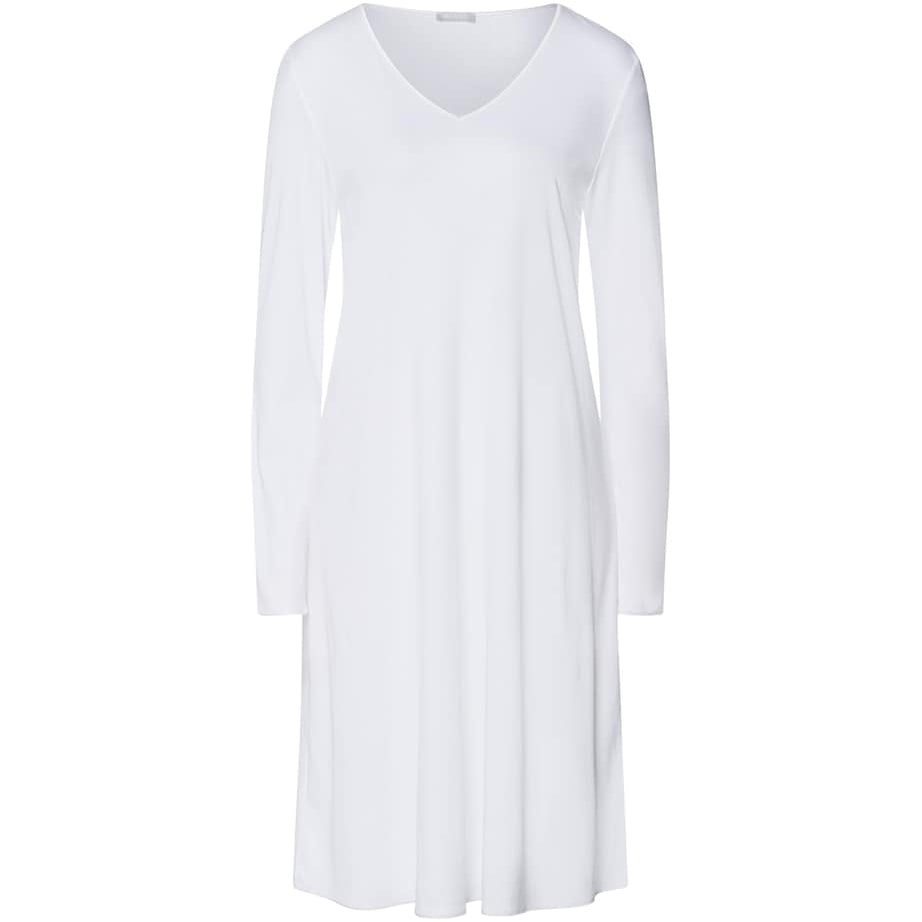 Hanro White Long-Sleeve Cotton Silk Nightdress