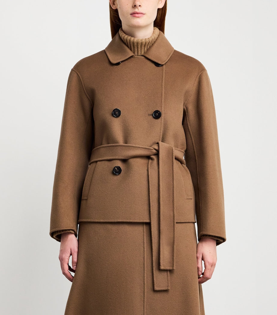 Max Mara Beige Virgin Wool Double-Breasted Coat