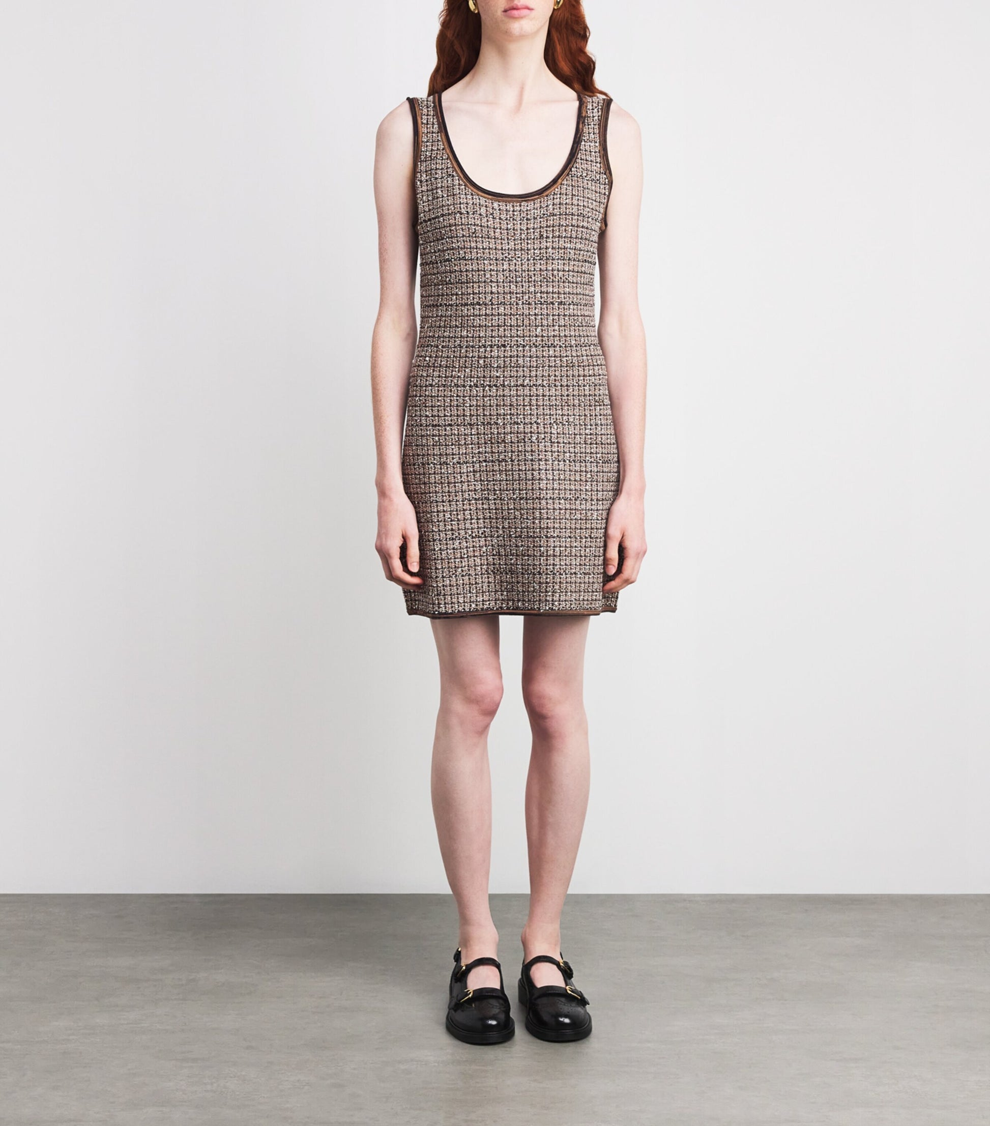 Veronica Beard Brown Slubbed Bassette Mini Dress