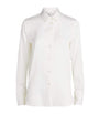 White Silk-Blend Slim-Fit Blouse