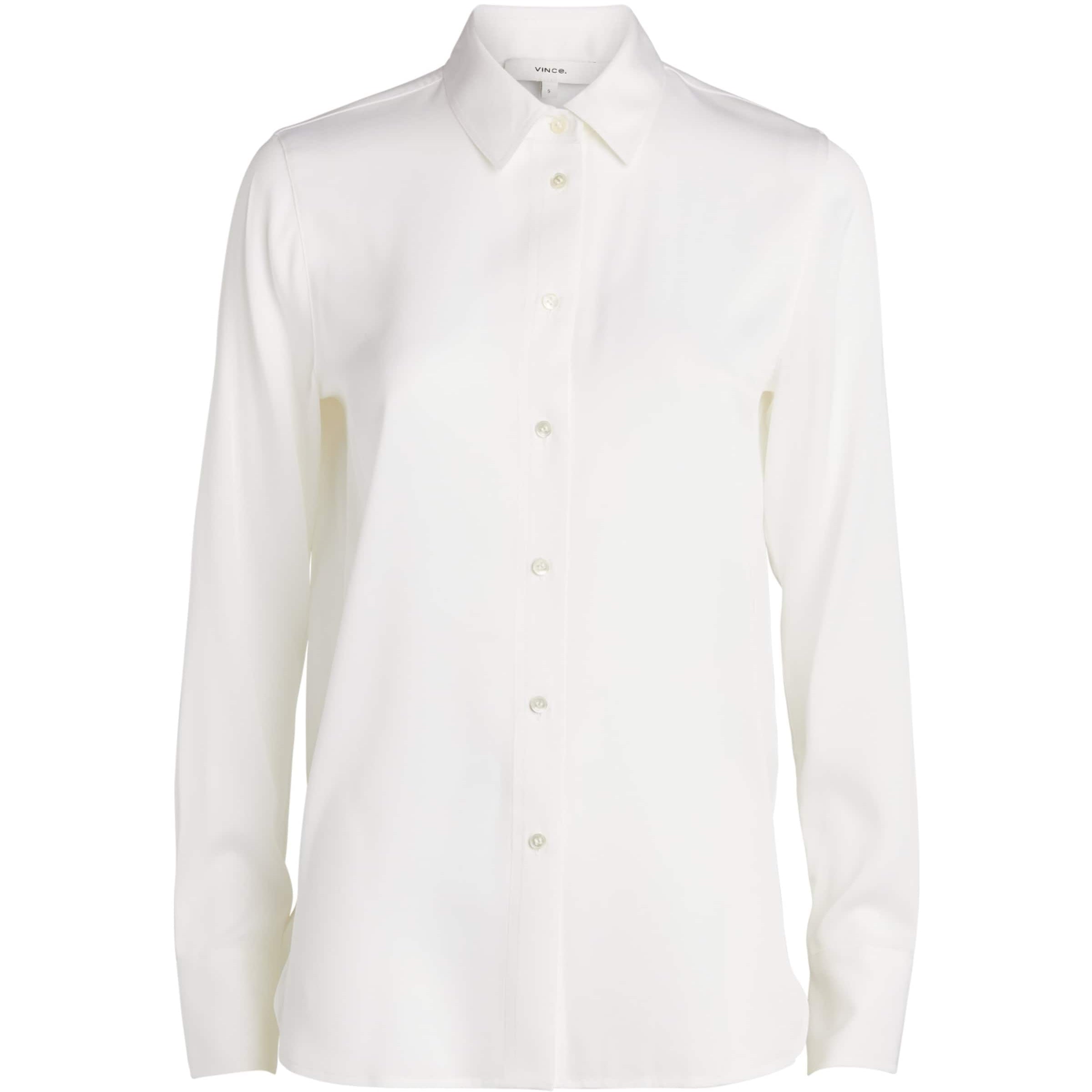 White Silk-Blend Slim-Fit Blouse