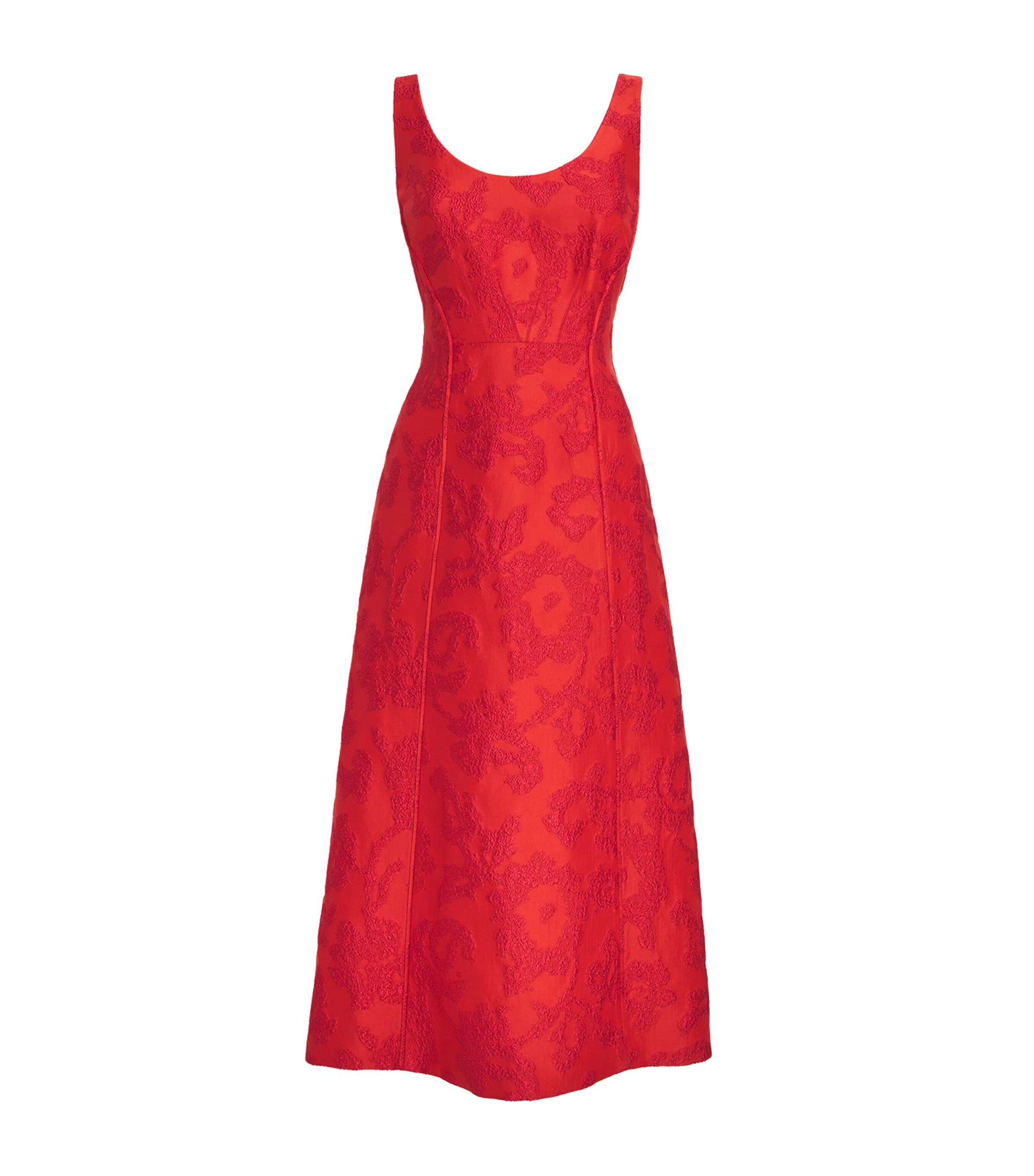 Emilia Wickstead Red Boucle Floral Labrina Midi Dress