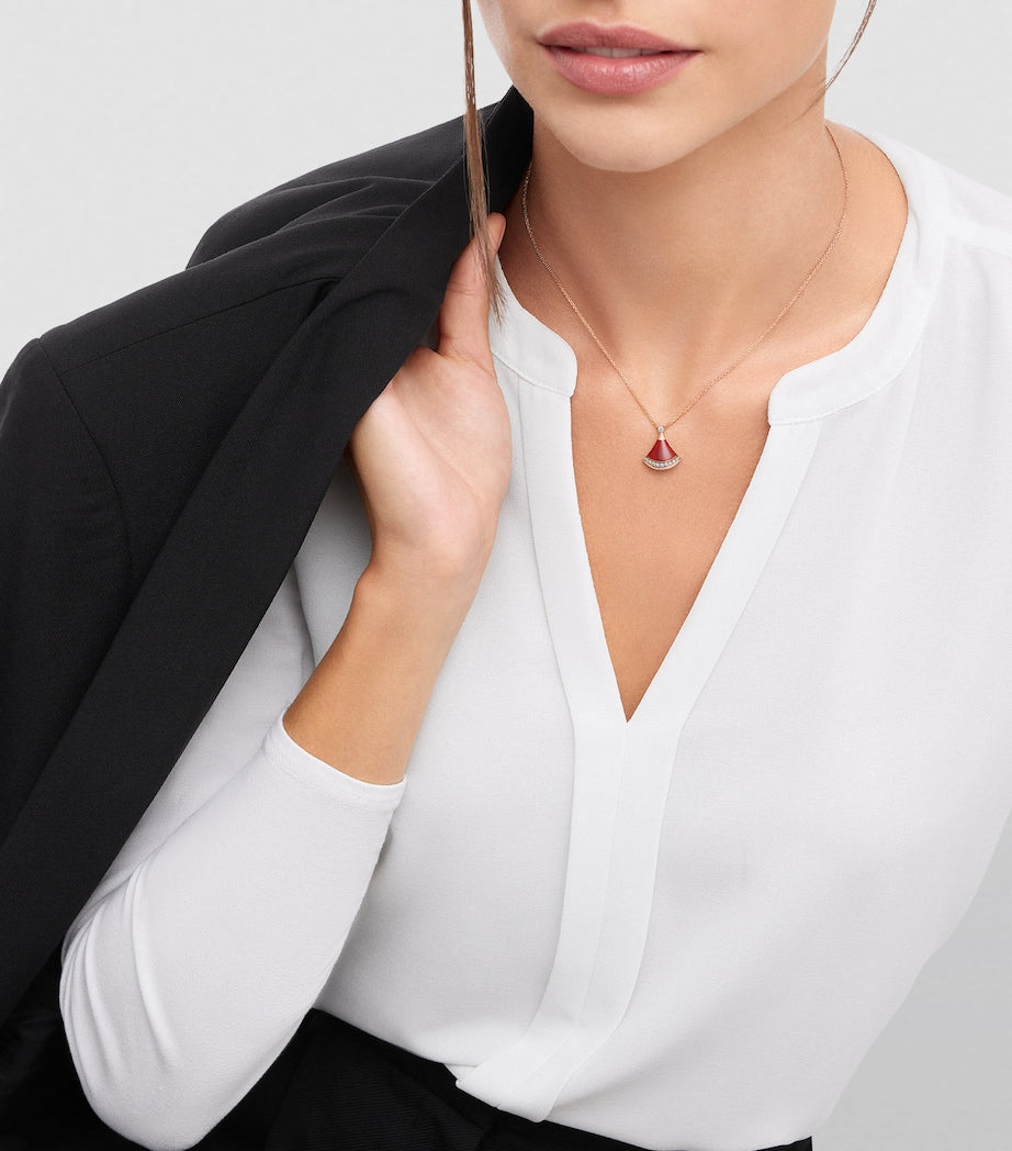 Rose Gold, Diamond and Carnelian Divas' Dream Necklace