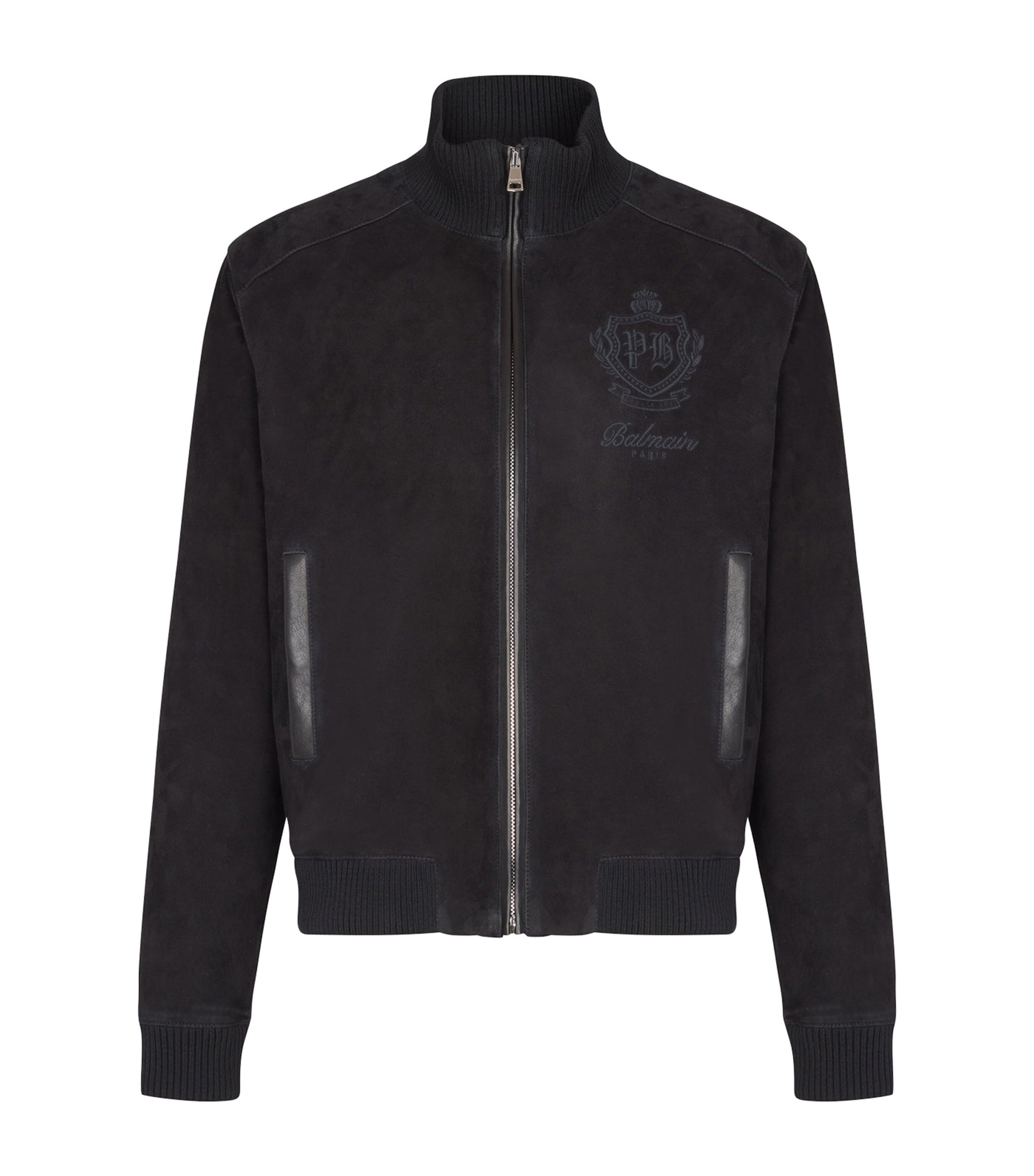 Black Suede College Emblem Jacket