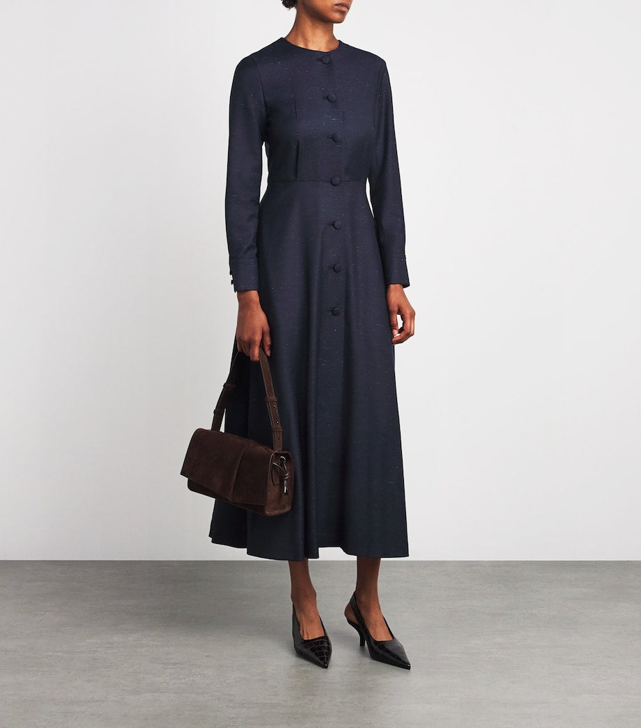 NOMADISSEM Multi Wool-Silk-Cashmere Round-Neck Midi Dress
