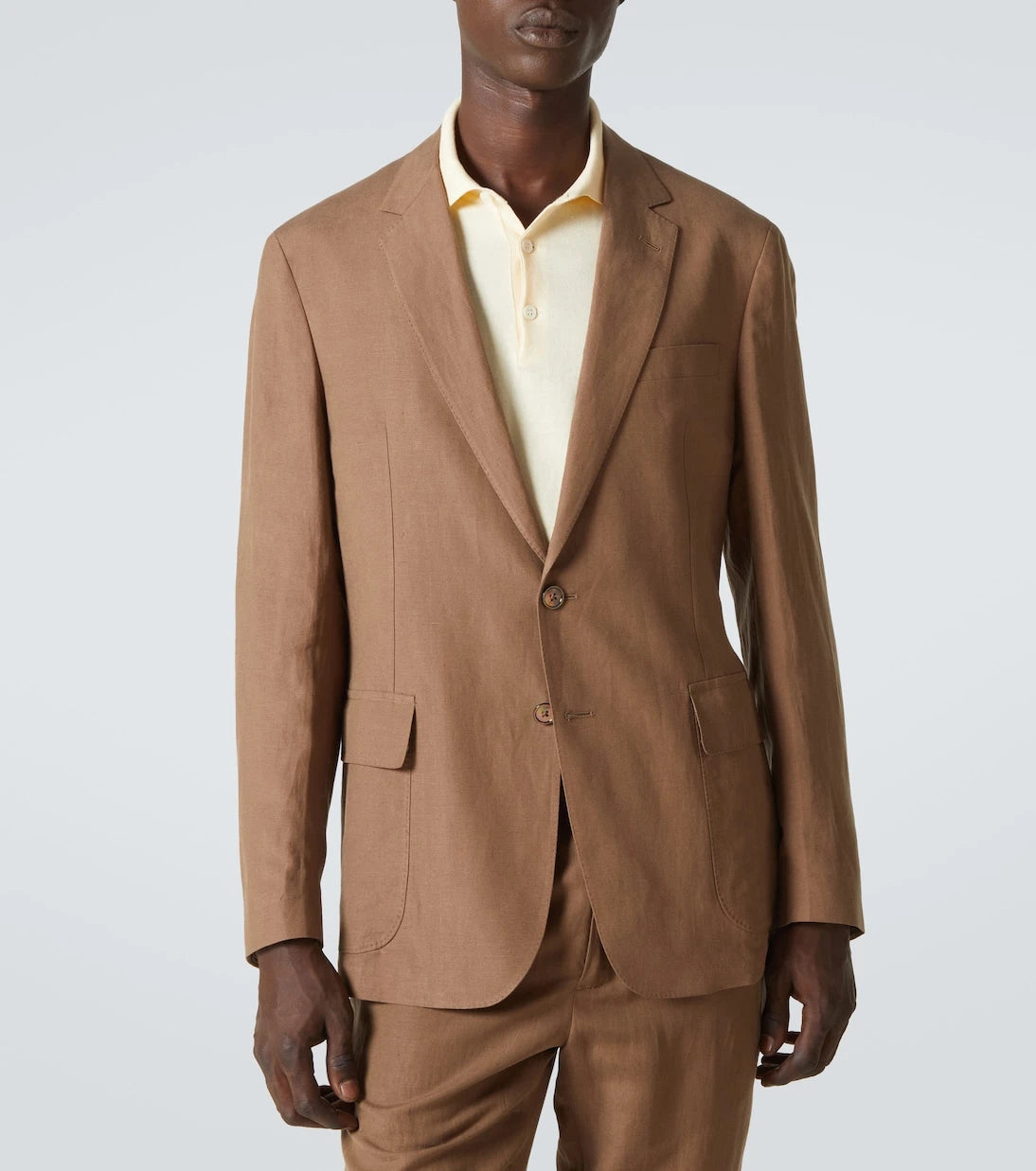 Ralph Lauren Purple Label - بليزر حرير وكتان بصدر واحد