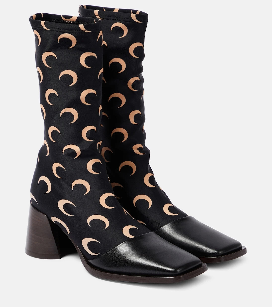Marine Serre - Printed leather-trimmed sock boots