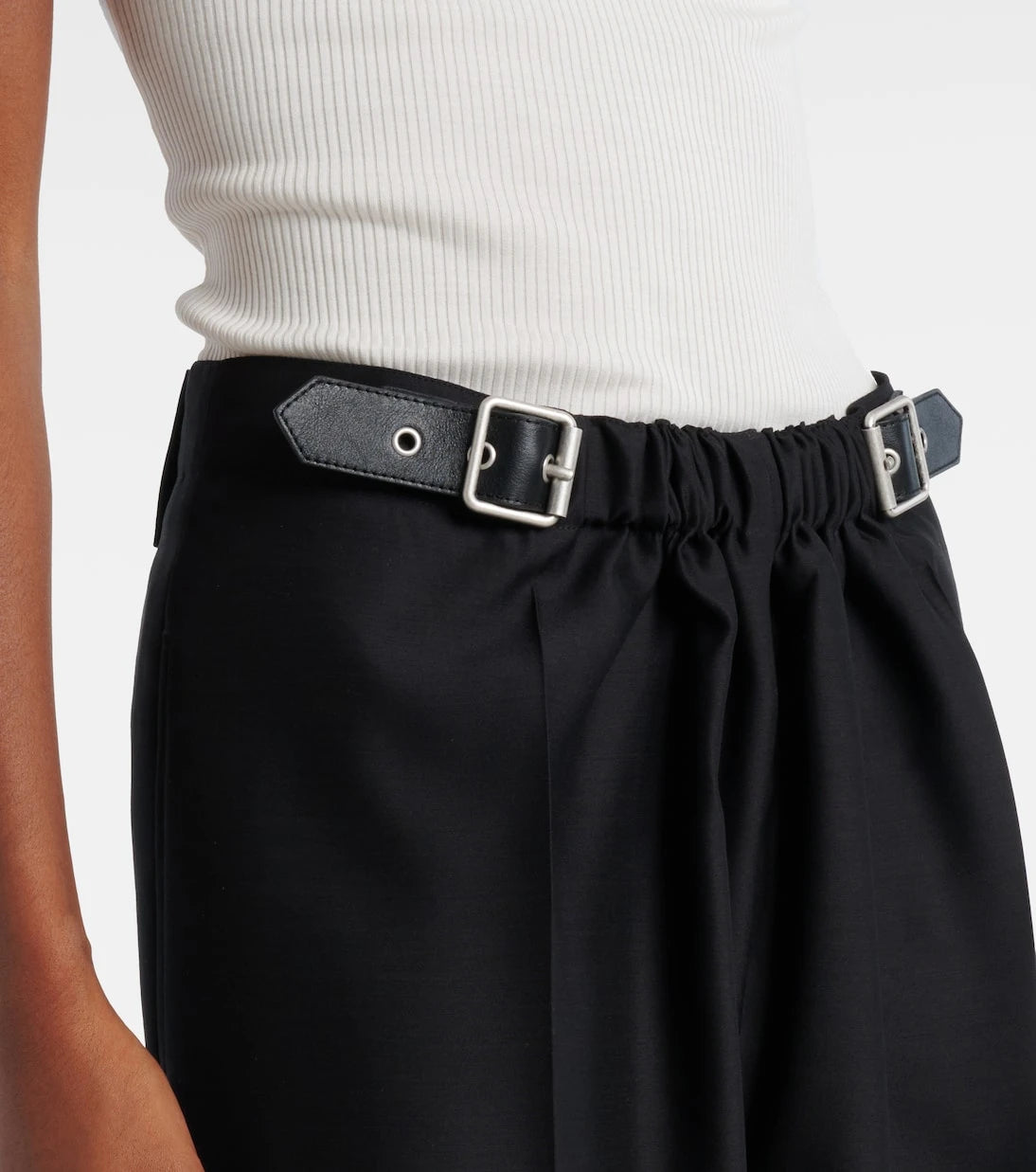 Loewe - Gathered wool and silk wide-leg pants