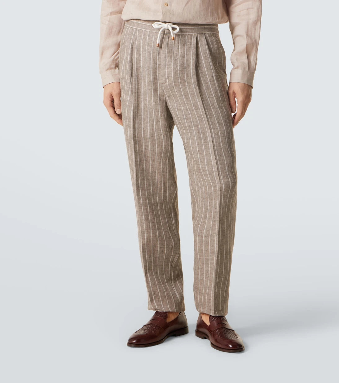 Brunello Cucinelli - Chalk stripe linen twill tapered pants
