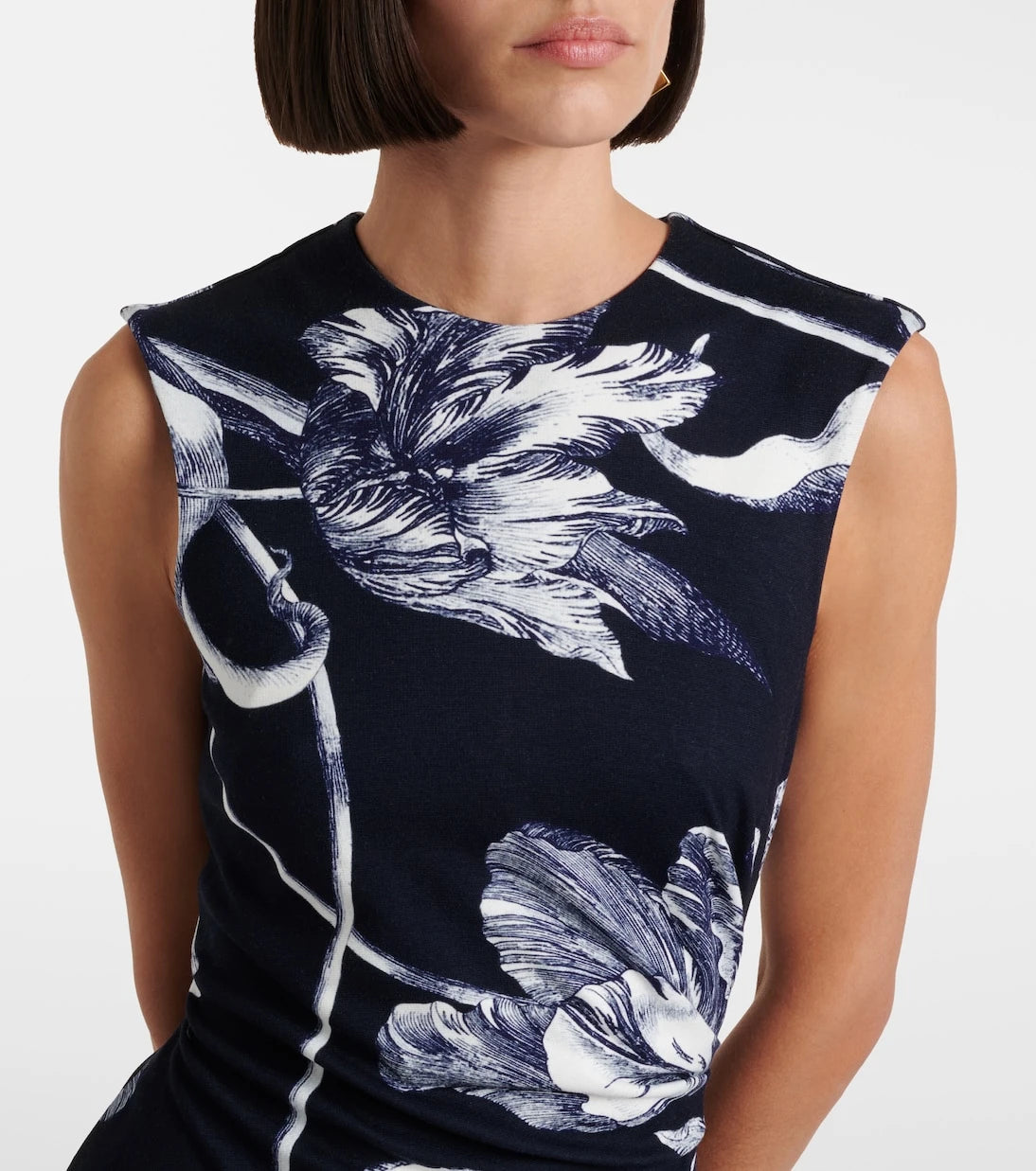 Erdem - Draped floral jersey midi dress