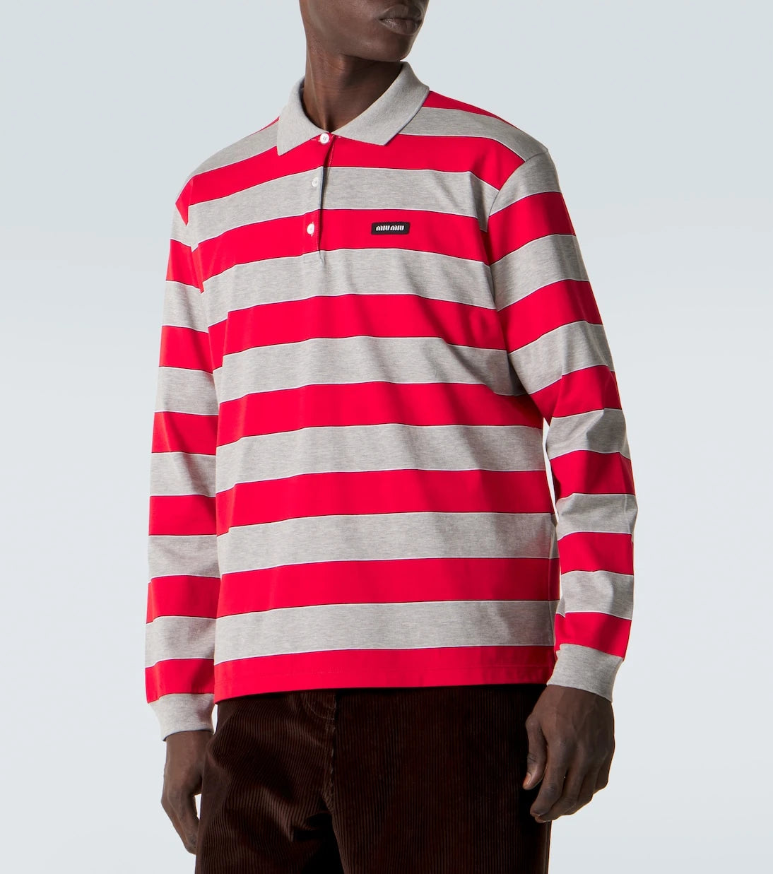 Miu Miu - Striped cotton jersey polo shirt