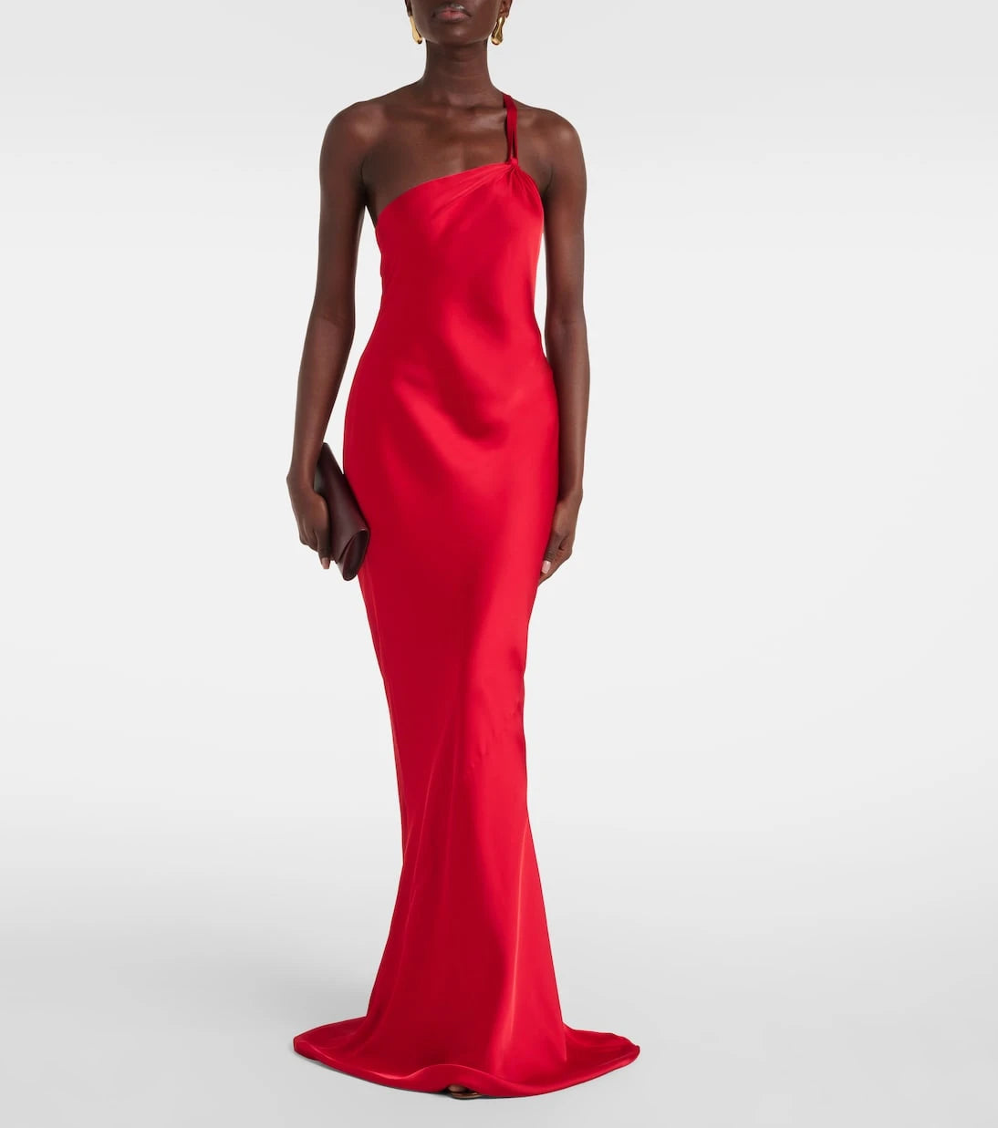 Norma Kamali - Open-back one-shoulder satin gown